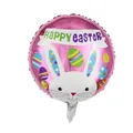Ballon de Pâques rose en aluminium avec lapin blanc mignon et œufs colorés - Lapin de Pâques Rose