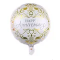 Palloncino in alluminio Happy Anniversary da 18 pollici con eleganti motivi a cuore oro - Base Bianca Motivo Dorato / Oro