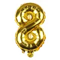 Detail eines 16-Zoll goldenen Aluminiumfolienballons in Form der Zahl 8 für Partys - Gold 8