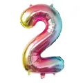 Ballon en aluminium arc-en-ciel de 32 pouces en forme de chiffre 2 pour anniversaire - Chiffre 2 / Dégradé