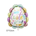 Ballon œuf Joyeuses Pâques pastel avec motif floral et bordure, 57x53cm - Œufs De Pâques