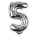 Detail eines silbernen 16 Zoll Folienballons in Form der Nummer 5 für Geburtstage - Silber 5