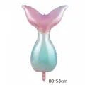 Mermaid tail foil balloon with pink-purple gradient and golden scales for ocean theme party - 80x53cm / Pink