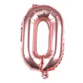 Detail von roségoldenem Folienballon Nummer 0 mit Aufhängelaschen und Metallfinish - Roségold 0