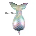 Iridescent mermaid tail foil balloon with gold scales for ocean themed party decor 88x46cm - 88x46cm / Colorful