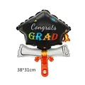 Mini Congrats GRAD aluminiumfolie ballon met afstudeerhoed en diploma 38x31cm - Afstudeerhoed Stijl B