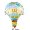 Ballon en aluminium montgolfière avec inscription WELCOME Baby pour fête de bébé 80x61cm - Bleu