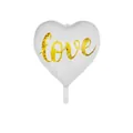 White heart-shaped foil balloon with golden love lettering for wedding party decoration - 18-inch Heart Love Style