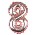 Nahaufnahme eines 16-Zoll-Folienballons in Roségold in Form der Nummer 8 für Feiern - Roségold 8