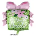 Gift box foil balloon with pink bow and floral design for bridal shower decorations - Bow Combination