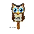 Mini bruine uil folieballon met afstudeerhoed en bril voor feestdecoratie 39x24cm - Afstudeer Uil Dokter