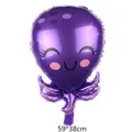 Cute purple octopus foil balloon for ocean animal themed party decorations, size 59x38cm - Octopus