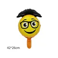 Mini folieballon voor afstuderen in geel met afstudeerhoed en bril voor feestjes - Afstudeer Bril Smiley