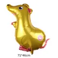 Detailed view of a golden cartoon animal foil balloon measuring 71x46cm for parties - Yellow Beta Mouse
