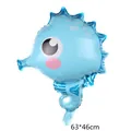 Blue seahorse shaped foil balloon for ocean party decorations, 63x46cm size - Seahorse
