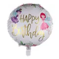 18-inch round foil balloon with Happy Birthday gold lettering and fairy design - Dreamy Fairy Design