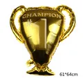 Golden champion trophy foil balloon with #1 printing for sports themed party decorations - Trophy