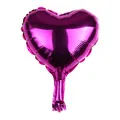 Detail of a purple heart-shaped foil balloon with a metallic finish for party decorations - Rose Red