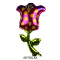Foil tulip flower balloon in magenta and green for birthday party decor, 48x90 cm size - Tulip