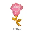 Pink rose foil balloon with golden stem 94x50cm for birthday party decoration - Rose Pink