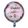 18-inch silver Happy Birthday balloon with pink butterflies and floral motifs - White Butterfly Floral Style / 18 Inch C
