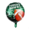 Green football foil balloon with Touch Down text and tactical icons for party decor - Standard Round Style
