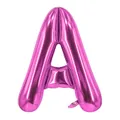 Détail d'un ballon en aluminium lettre A rose rouge avec fini métallique brillant et valve - Rose Rouge A