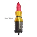 Lipstick shaped foil balloon for party decor with red gold and black colors 90x30cm - Red Lipstick