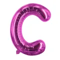 Vue détaillée du ballon lettre C en aluminium magenta avec finition métallique - Rose Rouge C