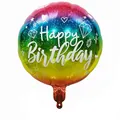 18 inch round rainbow gradient foil balloon with white Happy Birthday lettering - Rainbow Gradient