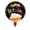 Round 18-inch black aluminum foil balloon with Happy Birthday lettering and cupcake design - Cake