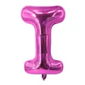 Détail du ballon lettre I en aluminium magenta 16 pouces avec texture métallique de fête - Rose Rouge I