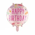 Ροζ στρογγυλό μπαλόνι αλουμινίου Happy Birthday με θέμα μακιγιάζ και σπα ομορφιάς - Ροζ Στρογγυλό Μπαλόνι Θέμα Ομορφιάς