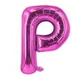 Détail du ballon en aluminium lettre P rose fuchsia avec finition métallique brillante - Rose Rouge P