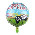 Round video game foil balloon with Happy Birthday level up text for party decor - 18-inch Sphere