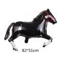 Horse shaped foil balloon for party decor, black and white design, 82x51cm size - Black