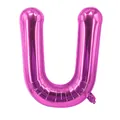 Détail du ballon lettre U de 16 pouces rouge rose avec fini métallique pour la fête - Rose Rouge U