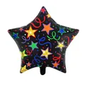 Palloncino a stella in alluminio nero da 18 pollici con motivi a stelle colorate per feste - Nero