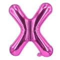 Détail du ballon lettre X rouge rose en aluminium avec finition métallique brillante - Rose Rouge X