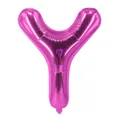 Détail d'un ballon en aluminium lettre Y de 16 pouces rose avec finition métallique - Rose Rouge Y