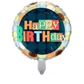 18-inch round Happy Birthday foil balloon with colorful dots for party decoration - Circle Birthday Style
