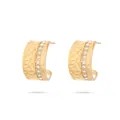 Retro C-förmige 18K vergoldete Ohrringe mit Hammerschlag-Textur und Diamant-Akzenten - Goldener Stil Mit Weißen Zirkonia (NMSE-D222-2)