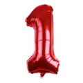 Vibrant red number 1 foil balloon with metallic finish for birthday party decorations - Number 1 / Red