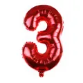 Vibrant metallic red foil balloon in the shape of number 3 for birthday parties - Number 3 / Red