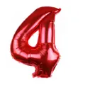 Glossy red number 4 foil balloon with metallic finish for birthday party decorations - Number 4 / Red