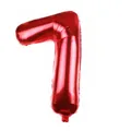 Shiny red number 7 foil balloon with metallic finish for birthday party decoration - Number 7 / Red