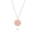Collier en acier rose doré avec pendentif rond serti de cristaux colorés en étoile - Rond Or Rose