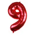 Metallic red 32-inch number 9 foil balloon for birthdays with glossy finish - Number 9 / Red