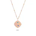 Collier étoilé en or rose avec gemmes colorées et pendentif losange sur chaîne perlée - Or Rose Losange Irrégulier