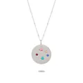 Collier en acier inoxydable argenté avec pendentif rond orné de cinq pierres colorées - Argent Rond